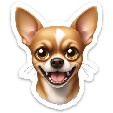 Very angry brown chihuahua with sharp teeth and wide open eyes sticker