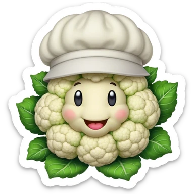 Cauliflower with a hat sticker