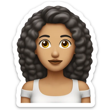 Mujer de cabello largo, piel morena, pestañas y cejas largas y pobladas, labios gruesos  sticker
