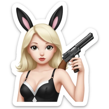 girl pointing a gun as a playboy bunny sticker