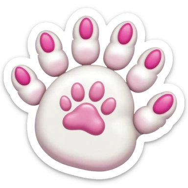 white cat paw with arm, from the bottom, vivid pink toe beans sticker