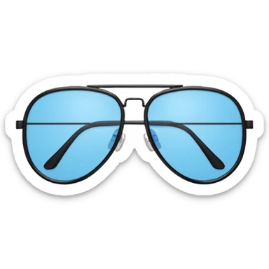 Light blue geometric aviator sunglasses with a black frame  sticker