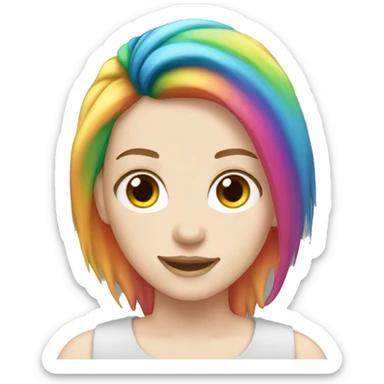 Emma Myers with rainbow hair pale skin sticker