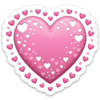 One pink heart whit more hearts on the heart with speakles stars sticker