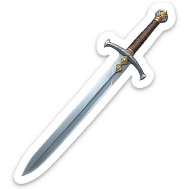 Medieval iron sword with detailed hilt and blade sticker