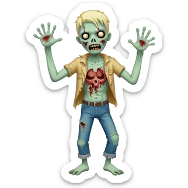 A cute, cheerful, full-length zombie is standing and dancing sticker
