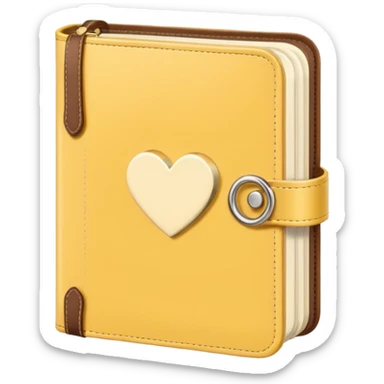 cute agenda , butter yellow/gold/brown themed with maybe a little heart on it. its paper in it and rings at the top of it where the paper is on sticker