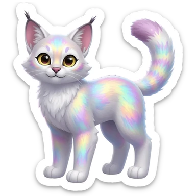 Colorful nebulae nebula starry galactical shiny tropical pale light fruity pastel white glorious iridescent divine exotic cute cool beautiful realistic antasy-caracal-civet-genet-sergal-vernid-Cacomistle-Trico-oncilla-animal-Fakémon-hybrid-fursona (full body) sticker