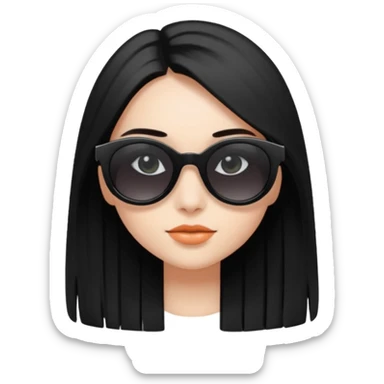 Génère moi un emoji d’une fille avec des lunettes noire et des cheveux lisse attaché avec des cils mi-long  sticker