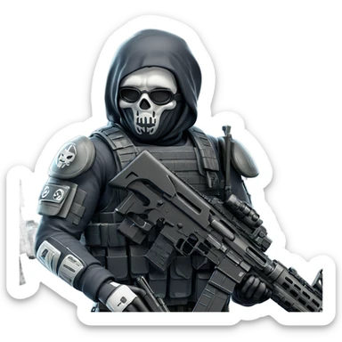masked soldier with assault rifle sticker