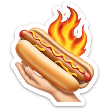 Hand Holding a Flaming Hotdog sticker