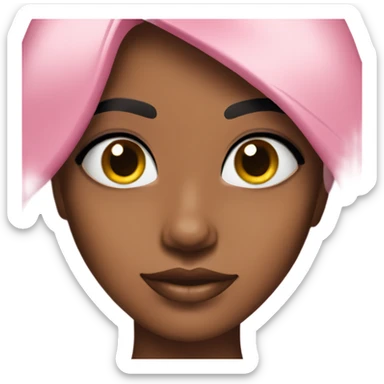 brownskin girl in pink with stunning lashes and straight black hair sticker