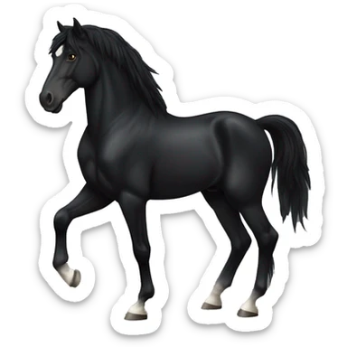 Full black Frisian horse old sticker