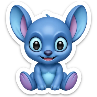 cute blue alien Stitch from Lilo & Stitch, big ears, smiling, simple background sticker