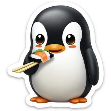penguin eating sushi  sticker