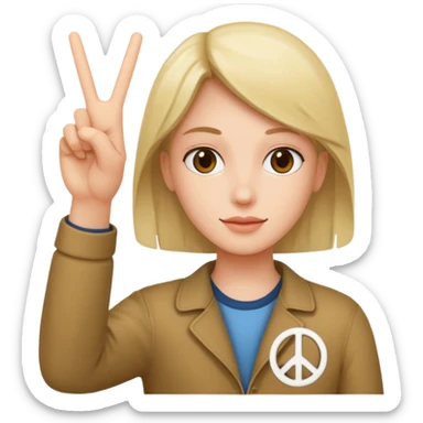person holding up a peace sign  sticker