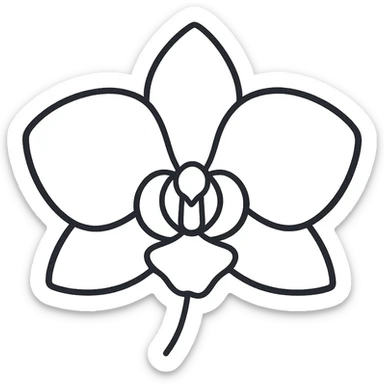 hand-drawn outline style orchid flower icon sticker