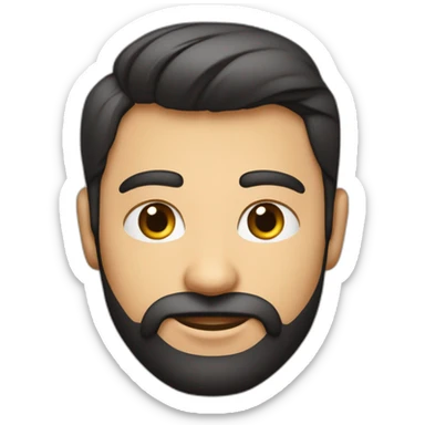 Un emoji de un hombre joven de cabello corto con barba corta cejas medianemente pobladas labios gruesas ojos cafés oscuros , con figura atlética , camiseta de color negro  sticker
