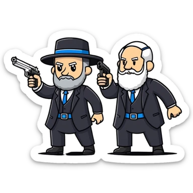 US president shooting guns with Israeli rabbi sticker