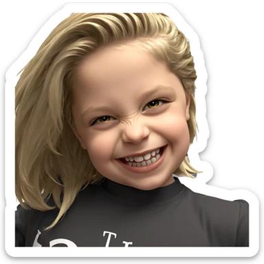 blonde boy with a smile sticker