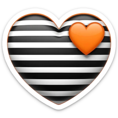 heart emoji with three horizontal stripes: black, white, and orange sticker