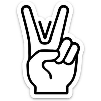hand showing the YVL gesture, outlined, minimalistic sticker
