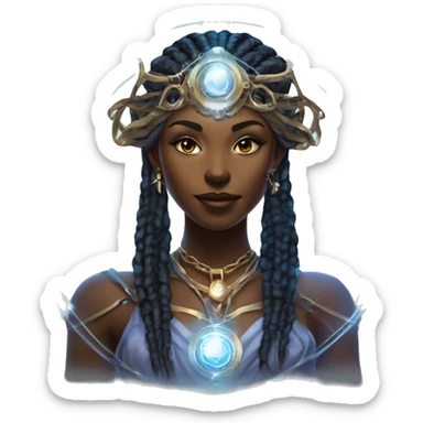 Technomancy Goddess is a mystical being who controls both magic and technology. She can cast spells on technological networks. Her powers blend the ancient art of magic with advanced cybernetics and technology. She can command machines sticker