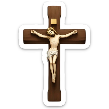 crucifix wooden made without jesus sticker