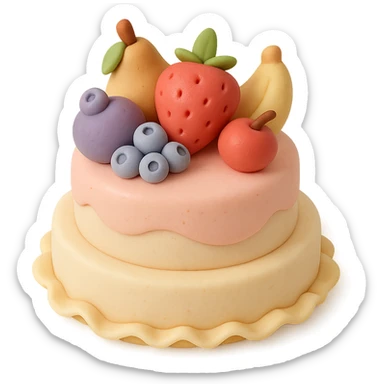 tiered fondant cake with fruit toppings sticker