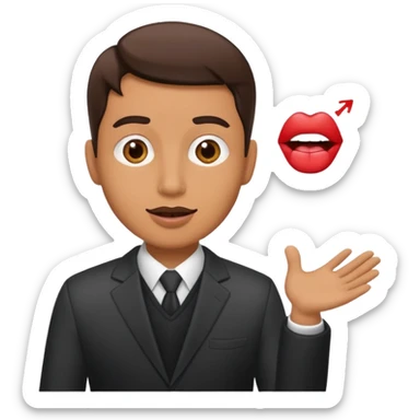 Professional who is presenting presentation transparent backdround with Lip Sync man requid  sticker