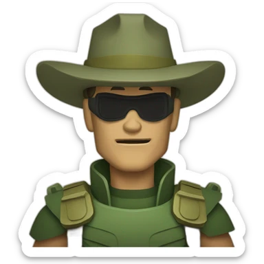 Doomguy in a paper hat sticker