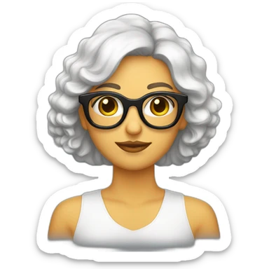 mujer piel blanca gafas pelo negro largospaguetti y camarones sticker