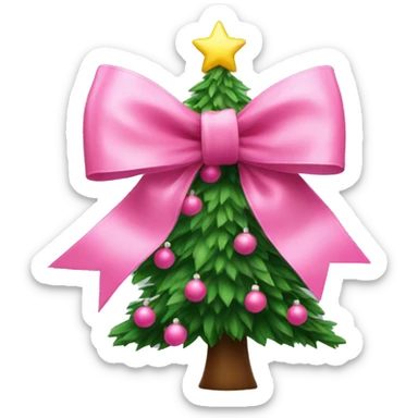 pink bow on chritmas tree sticker