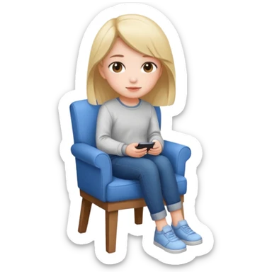 A uwu girl sitting by a chair. sticker
