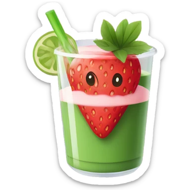 Strawberry matcha drink sticker