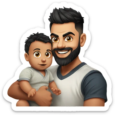 Virat Kohli with his 1 year old baby sticker