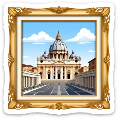 Cinematic Realistic St. Peter's Basilica Landmark Emoji, depicted with majestic, ornate architecture rendered with lifelike detail and regal lighting. sticker