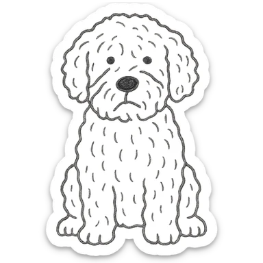 roan Lagotto Romagnolo dog hand-drawn outline icon sticker