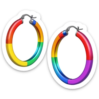 rainbow color hoop earrings sticker