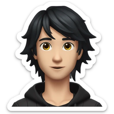Sims+4+Anime+Mortimer+Goth-Man-dark-hair-black-tshirt+perfectly-centered sticker