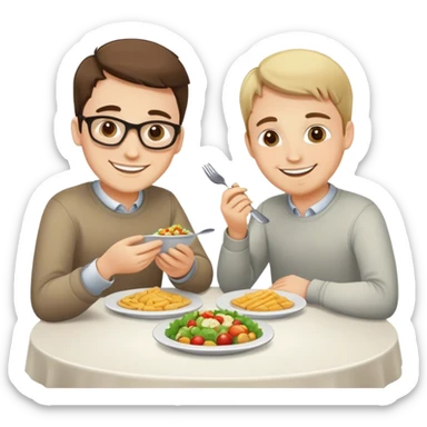 two caucasian programmers on lunch at the table sticker