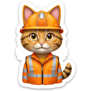 tabby cat standing in hi-vis clothing facing right sticker