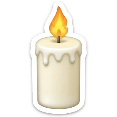 A simple emoji-style illustration of a candle with no flame, the wick slightly burnt, and a small amount of light smoke rising, minimal design, flat emoji look sticker