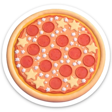 uncooked frozen pizza, round, pale dough, cheese, tomato sauce, pepperoni or vegetables, firm, frosted, ice crystals, matte finish, clean 3D, soft lighting, emoji scale sticker