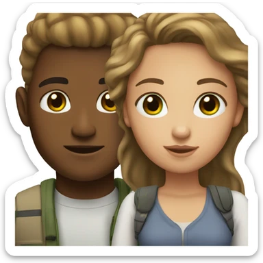 Couple, mixed race girl with brown eyes and white man with light brown hair and green eyes  sticker
