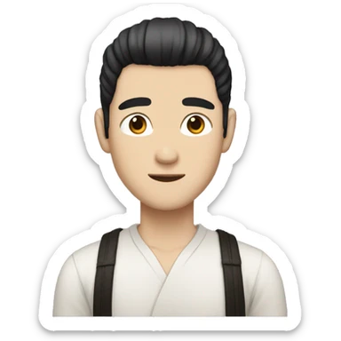 white skin color japanese man with black anime hair, make it from shoulders and create only one emoji sticker