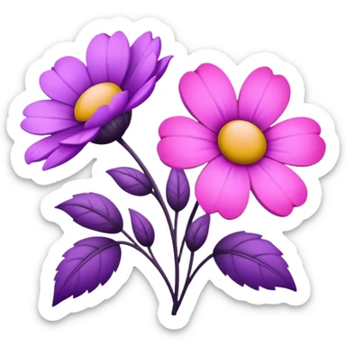 Purple and pink flowers, desaturated sticker