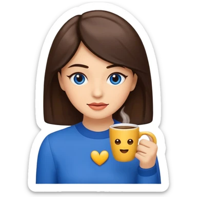 Memoji piel morena ojos cafés cabello largo color azul con esté 🖕🏻emoji sticker
