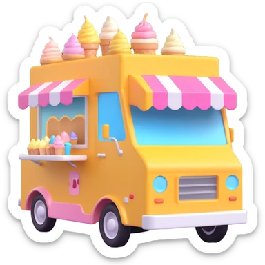 generate me a 3D icecream food truck sticker