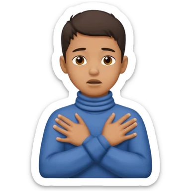 A person cris crossing hands on neck choking itself out mixed boy  sticker